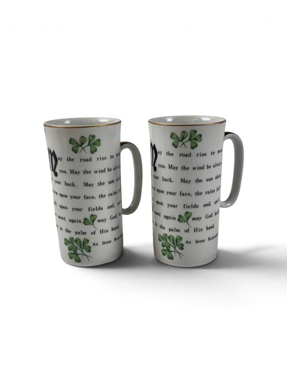 Vintage Norcrest Irish Blessing Whiskey Coffee Mugs Set of 2